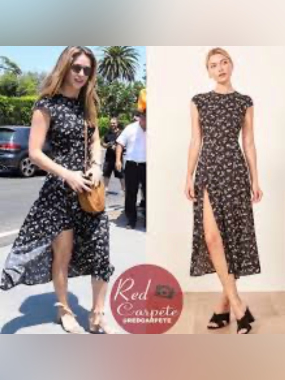 Reformation Gavin Dress Sasha Floral High Slit Cut Out Back Midi Black 4 - Picture 7 of 16